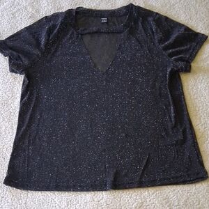 SHEIN Sparkling Black Short Sleeve Tee
